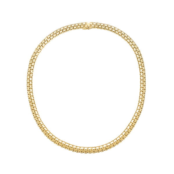 "Italian 18K Yellow Gold Flat Link Chain" Necklace