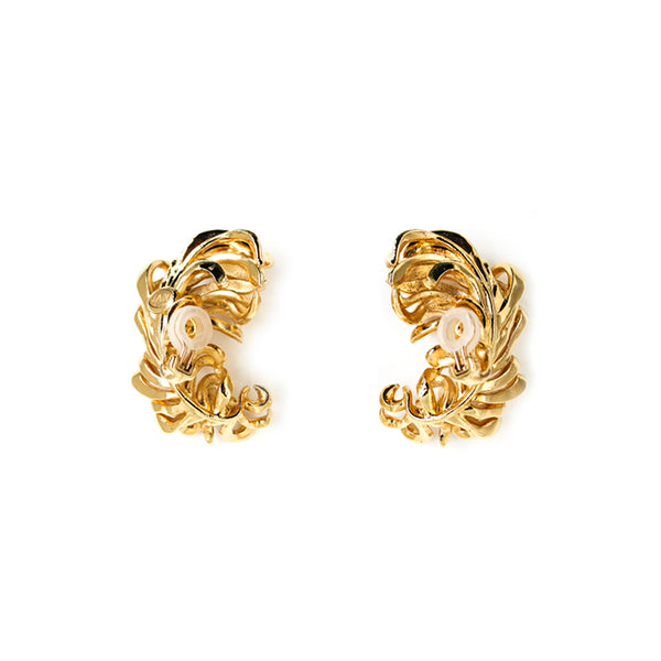 "Tickle Me Feather" Gold Clip-On Earrings
