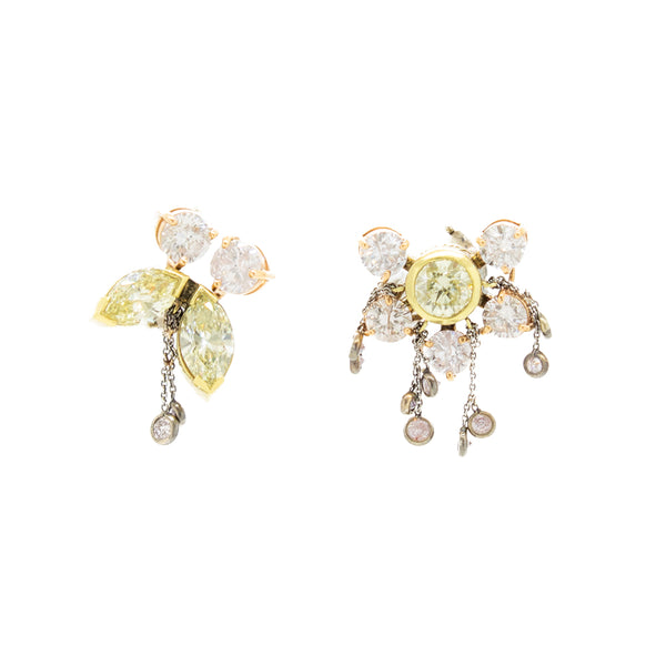 "Butterfly Pink and Yellow Diamond" Earrings