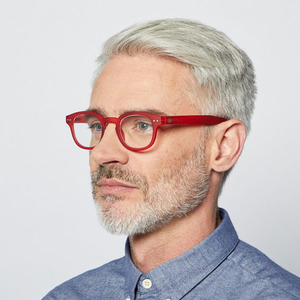 "C" Red Crystal Reading Glasses