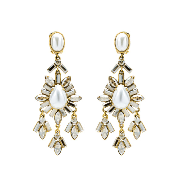 "Clip-on Pearl & Crystal" Earrings