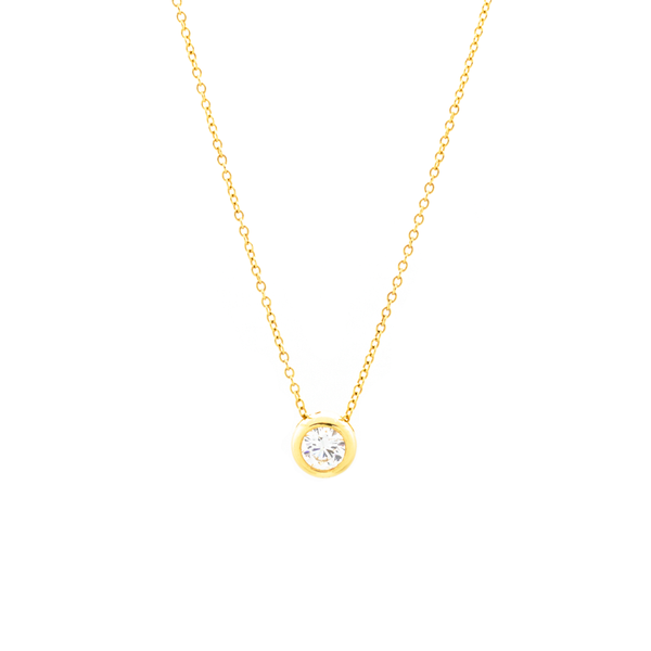 "18k Yellow Gold Diamond Solitaire" Necklace
