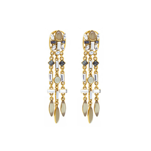 "Drop Chain Crystals" Clip-on Earrings