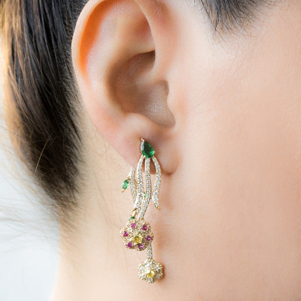 "Multicolour Crystal Flower" Mono Earring
