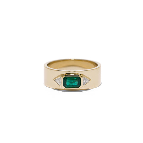 "Emerald NESW Diamond" Ring