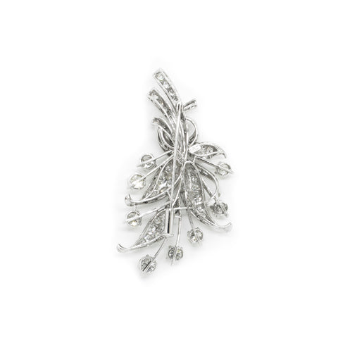 "14K White Gold Floral Bouquet with Ribbon Tie" Brooch