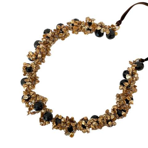 "Gold Pearl" Smoky Quartz & Gold Necklace
