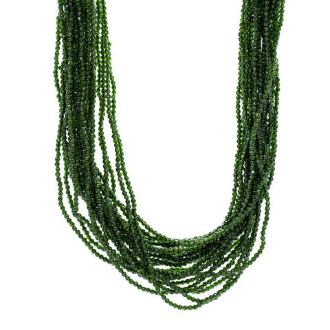 Green Sandstone & Black Spinel in Silver Necklace