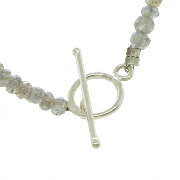 Mini Faceted Moonstone Beaded in Silver Necklace