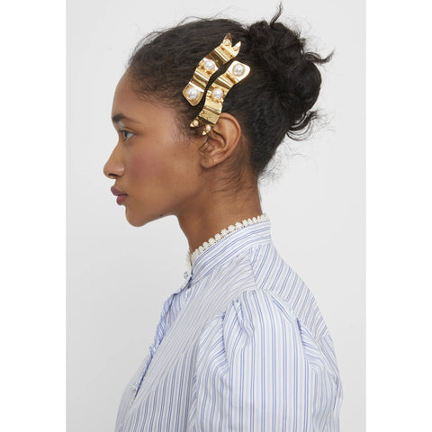 GOLD-PLATED HAIR CLIP WITH PEARL DETAILS