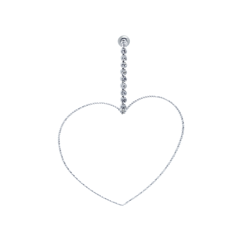 "Suspended Thin Heart" Mono Earring
