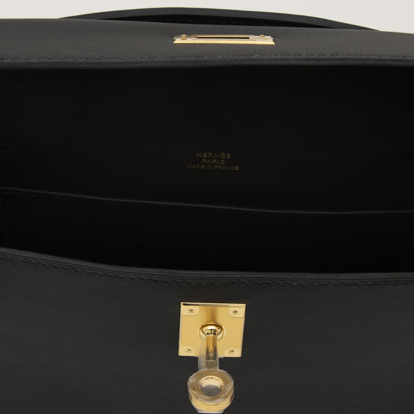 "KELLY POCHETTE" SWIFT BLACK GOLD HARDWARE CLUTCH BAG B STAMP, 2023