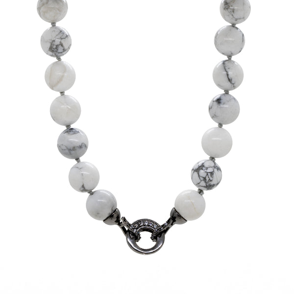 Howlite Beaded & Silver Clasp Necklace