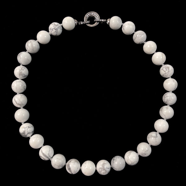 Howlite Beaded & Silver Clasp Necklace
