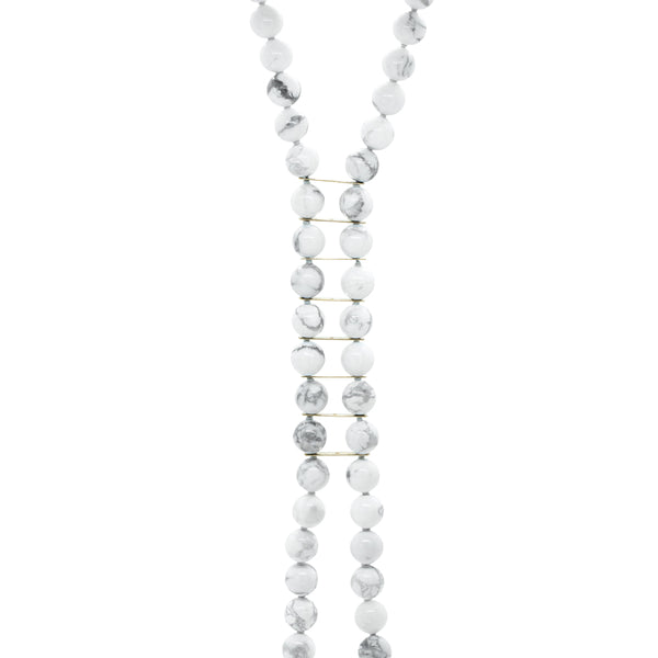 Howlite Beaded & 14K Gold Tie Necklace