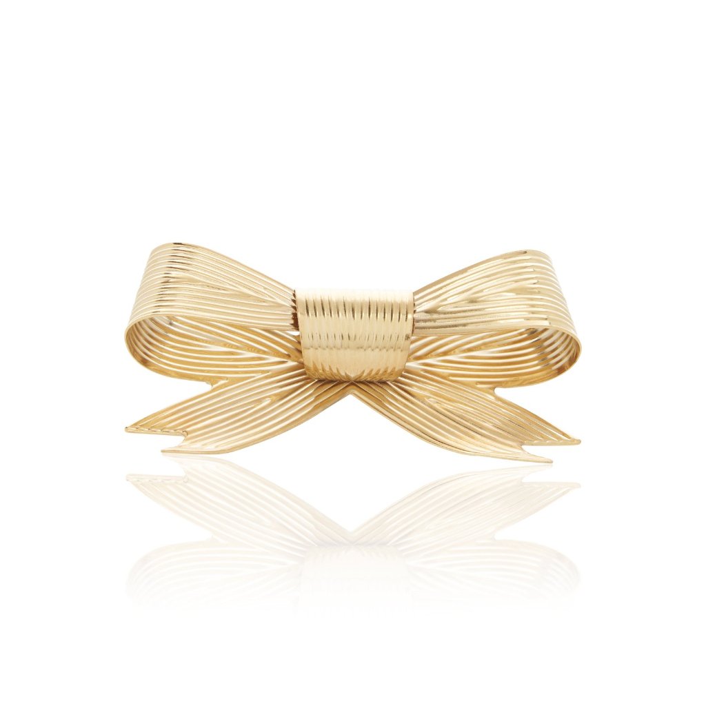 "RIBBED BOW" LARGE BRASS ARM CUFF