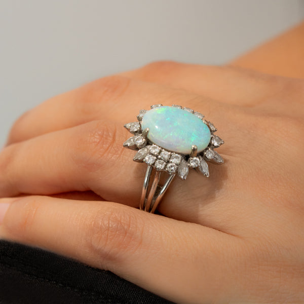 "18k White Gold and Opal Cocktail" Ring
