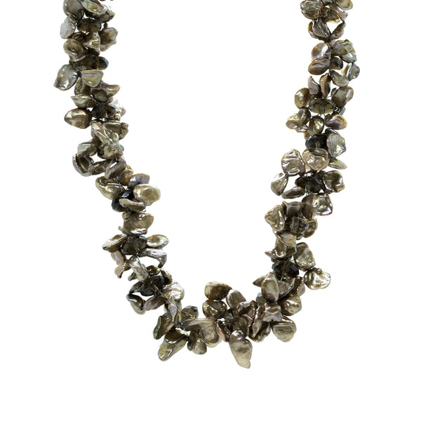 "Woven Pearl" Smoky Quartz & Silver Necklace