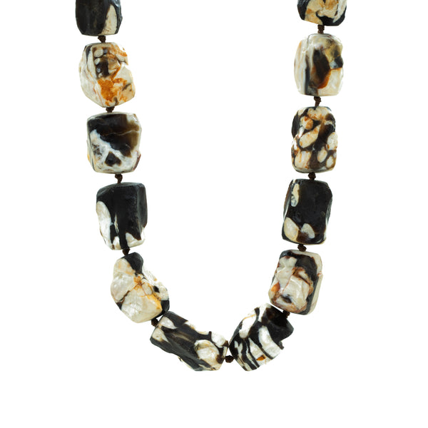 Petrified Wood & Silver Clasp Necklace