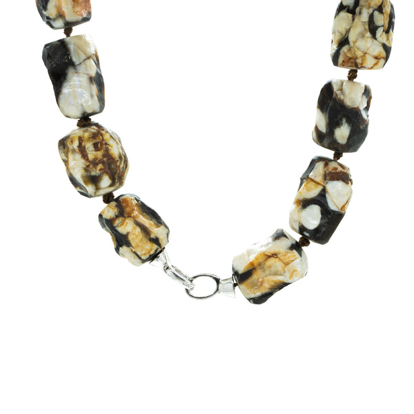 Petrified Wood & Silver Clasp Necklace