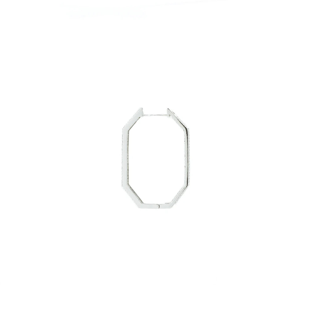"White Crystal Hexagonal Hoop" Mono Earring