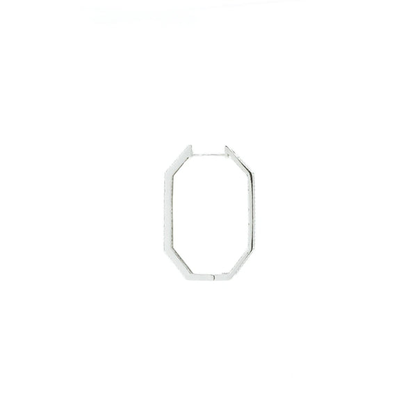"White Crystal Hexagonal Hoop" Mono Earring