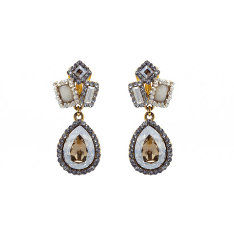 "Champagne Crystals" Small Clip-On Earrings