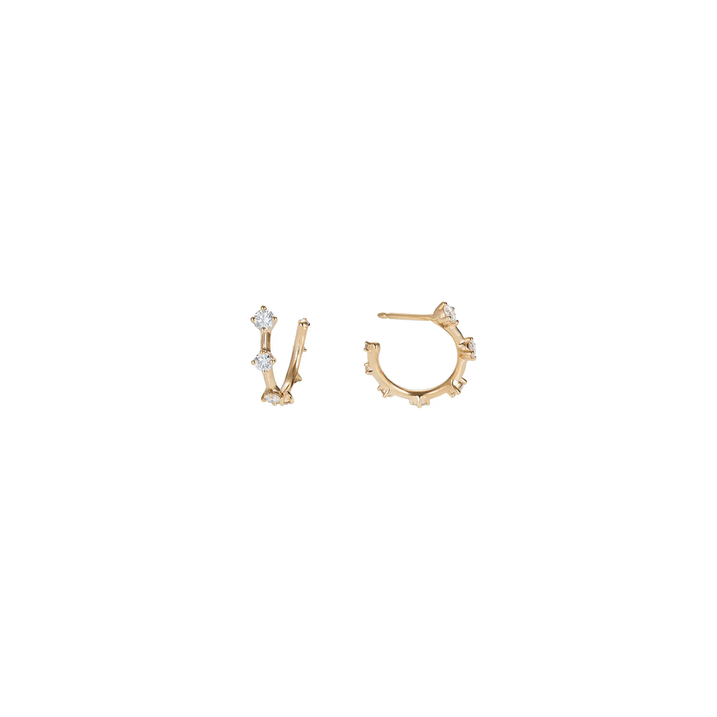 "SEQUENCE" 18K YELLOW GOLD & DIAMONDS SMALL HOOPS EARRINGS