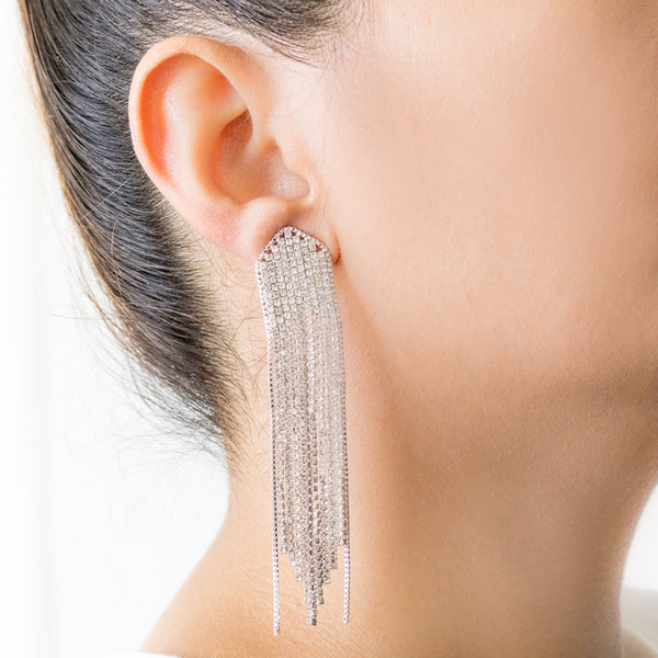 "Crystal Silver Fringe" Earrings