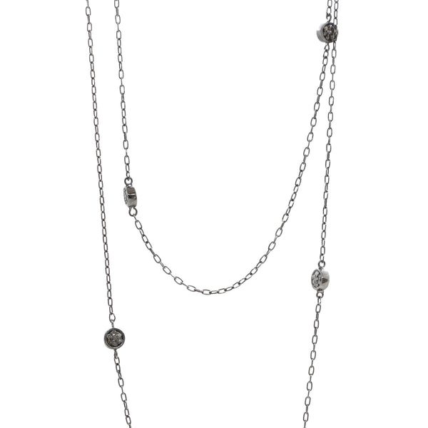 Silver Black Rhodium Plated & Diamonds Necklace