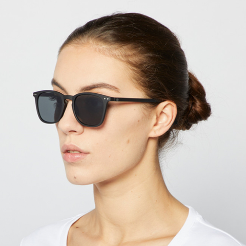 "E" Black Grey Lenses Sunglasses