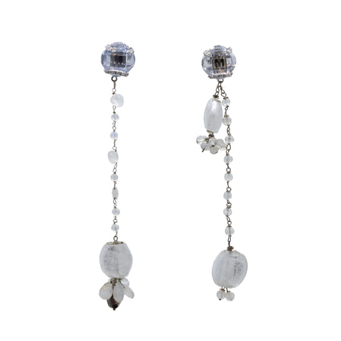 Venetian Glass & Moonstone Clip-On Earrings