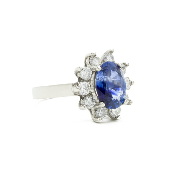 "Sapphire, Diamond and 18K White Gold" Cocktail Ring
